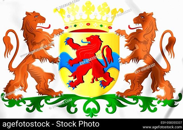 Overijssel Coat of Arms, Netherlands. 3D Illustration