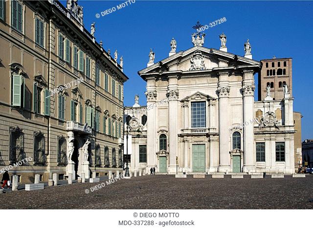 Cathedral of San Pietro, Mantua, by Bertani Giovanni Battista, drawing Pippi Giulio known as Giulio Romano, Baschiera Nicolò, Genga Girolamo, 1395 - 1761