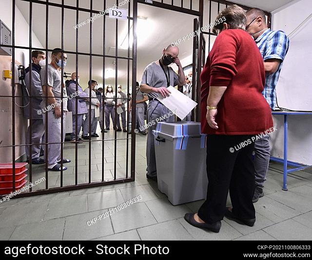 Prisoners vote during elections to the Chamber of Deputies of the Parliament of the Czech Republic, on October 8, 2021, in Prison Rapotice, Czech Republic