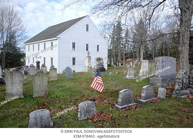 Harrington Meeting House during the autumn months  Located in Bristol, Maine USA This Meetinghouse is listed on the National Register of Historic Places
