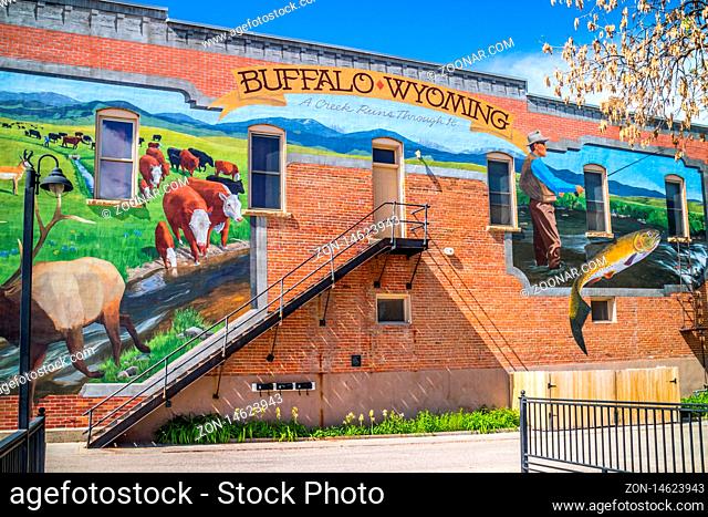 Buffalo, WY, USA - June 2, 2019: A welcoming signboard at the beautiful city of Buffalo
