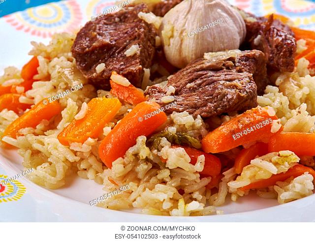 qaboli pilaf - Kabuli palaw is a northern Afghan dish, a variety of pilaf, consisting of steamed rice mixed with raisins, carrots, and lamb