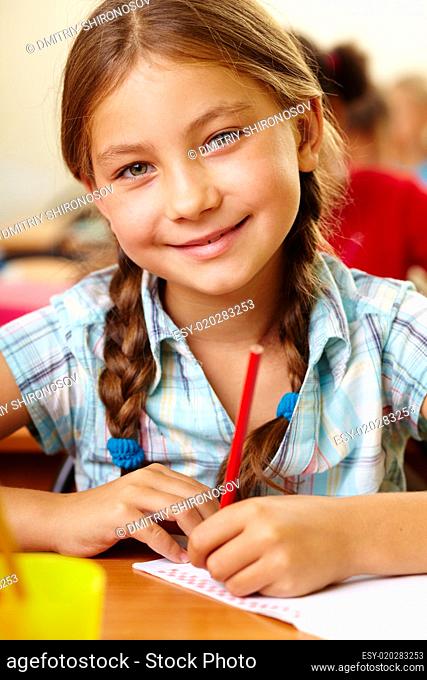 Happy schoolgirl
