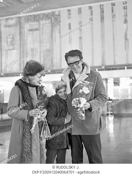 Josef Sekyra, an expert in geology and geomorphology and the first Czech to reach the South Pole, is welcomed by his wife and son Zdenek at Ruzyne Airport in...