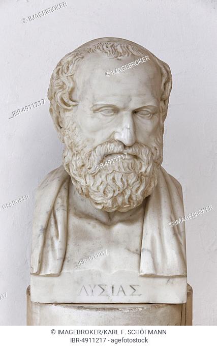 Bust of Lysias, Greek speechwriter, Achilleion Palace, Gastouri, Corfu Island, Ionian Islands, Greece, Europe