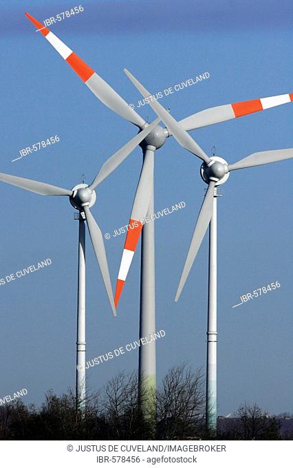 Wind wheel - wind turbines - Schleswig-Holstein, Dithmarschen, Germany, Europe