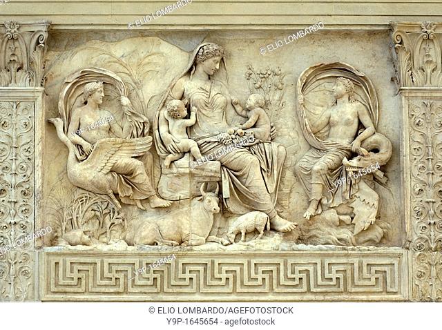 Ara Pacis Augustae Panel depicting Tellus, Mother Earth, or according to a different interpretation, Venus, Aeneas' divine mother  Rome, Italy