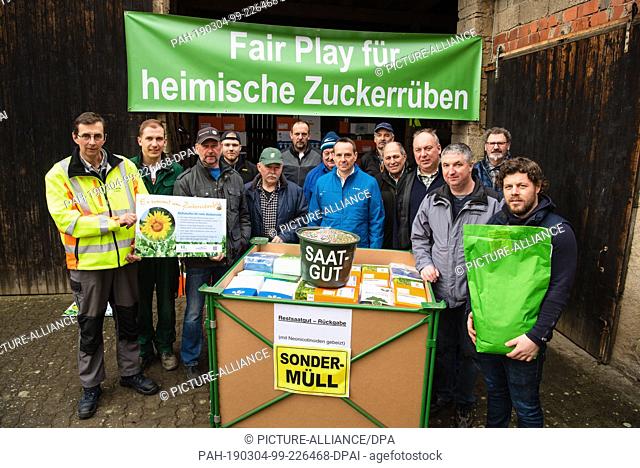 01 March 2019, Bavaria, Kürnach: Sugar beet farmers from the region around Kürnach have returned their old seeds, which still contained the neonicotinoids...