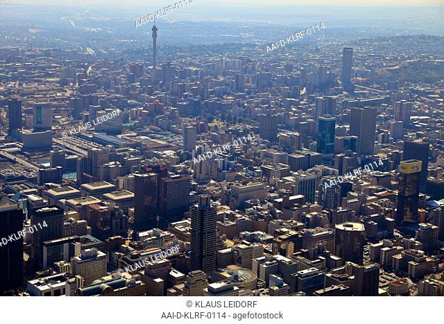 Aerial photograph of the city centre of Johannesburg, Gauteng, South Africa