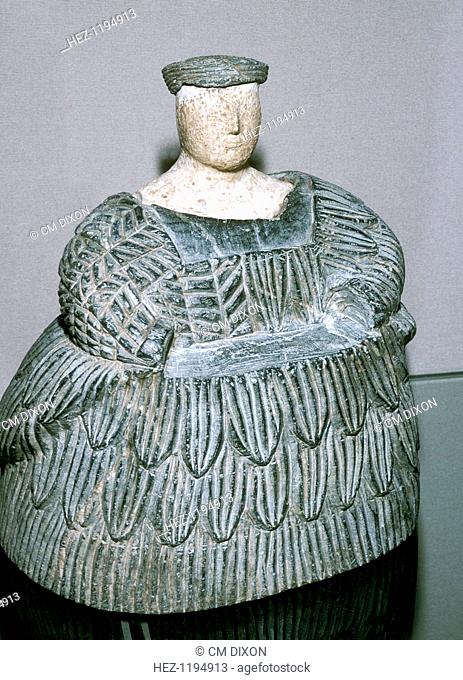 The Princess of Bactria wearing a Kaukenes dress, Bactrian, Late 3rd millenium BC. From the collection at The Louvre
