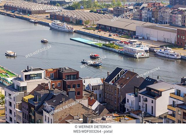 Belgium, Flanders, Antwerp, Eilandje, View to dock area