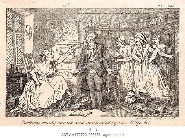 Drawings and Prints, Print, Partridge cruelly accused and maltreated by his Wife &..., illustration to Henry Fielding's The History of Tom Jones