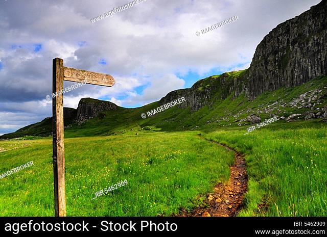 Signpost, Staffin Bay, Isle of Skye, Trotternish, Scotland, Hebrides, Scotland, United Kingdom, Europe