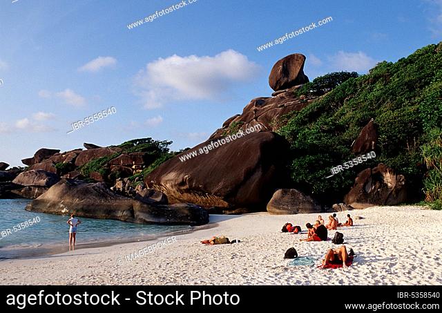 Tourists on the beach, Similan Islands, Andaman Sea, Thailand, Asia