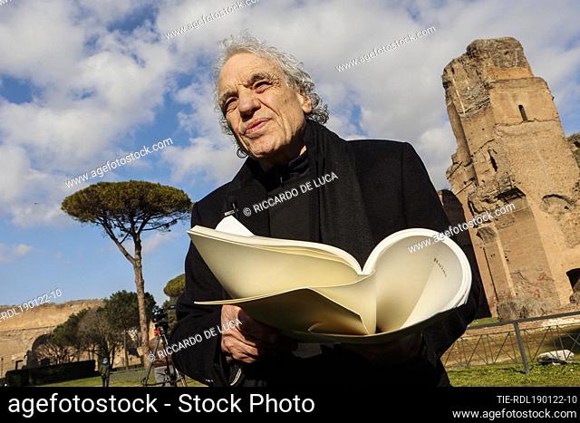 The director Abel Ferrara during a reading of poems from the Ruins collection at the Terme di Caracalla in Rome , ITALY-19-01-2022