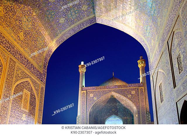 Dome and minarets of the Shah Mosque (Masjed-e Shah), Esfahan, Iran, Asian