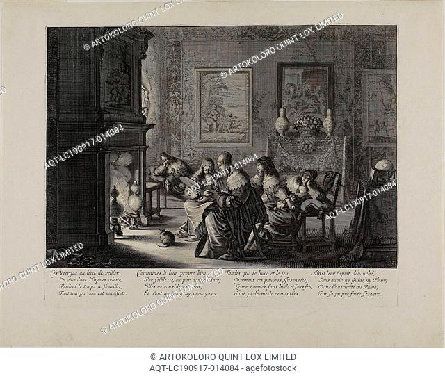 The Wise and Foolish Virgins, plate five, 1635, Abraham Bosse, French, 1602-1676, France, Engraving and etching on ivory laid paper, 218 × 320 mm (image)
