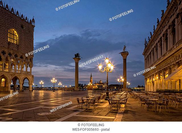 Italy, Venice, St Mark's Square at night