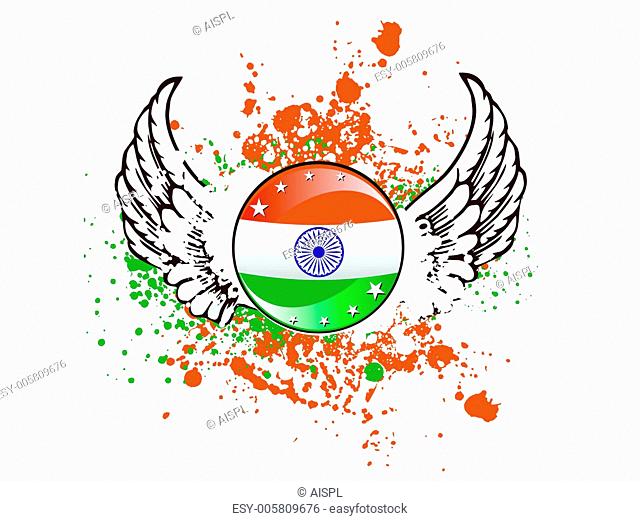 A sign of Indian flag on colorful grunge. vector Illustration