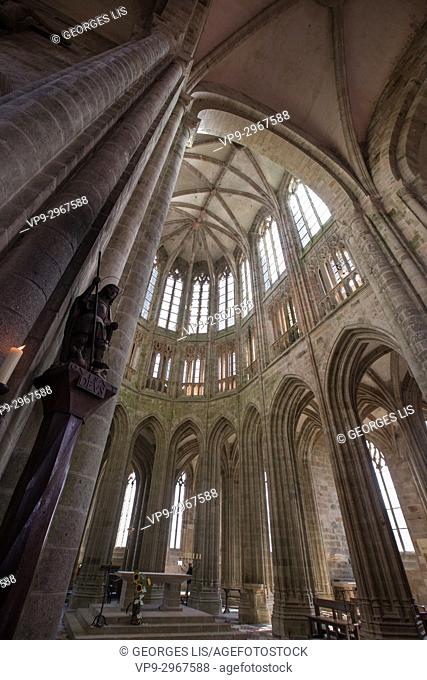 Interior view of Mont Saint Michel abbey. Normandy, France