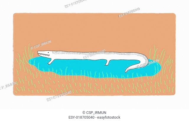 Crocodile in a river vector illustr
