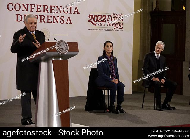 December 30, 2022, Mexico City, Mexico: Mexican President Andres Manuel Lopez Obrador with Mexico City Mayor Claudia Sheinbaum and Mexico State Governor Alfredo...
