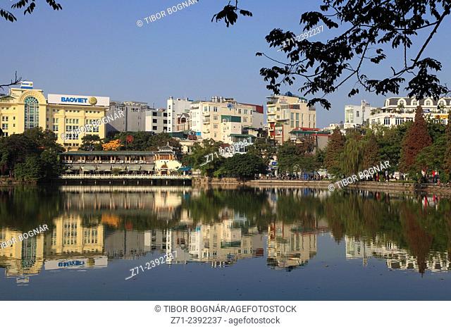 Vietnam, Hanoi, Hoan Kiem Lake, skyline,