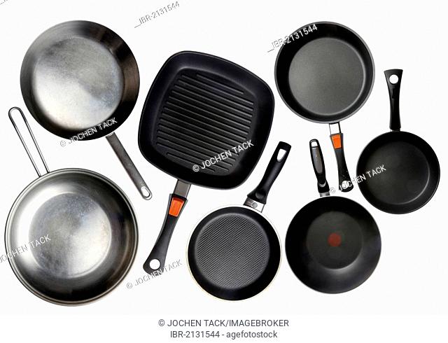 Various pans, coated and stainless steel