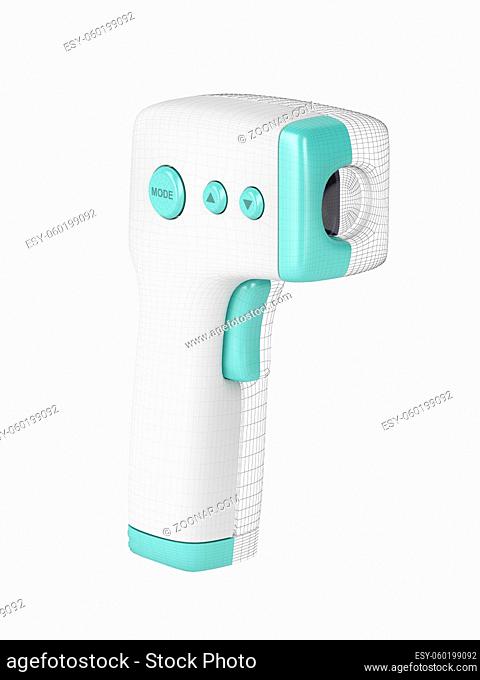 3D model of infrared thermometer with visible wire-frame