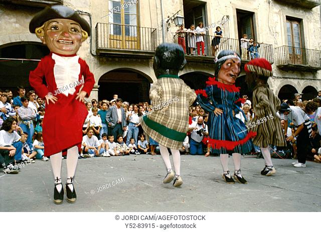 Big heads at local festivities. Solsona, Solsonés, Lleida province, Catalonia, Spain