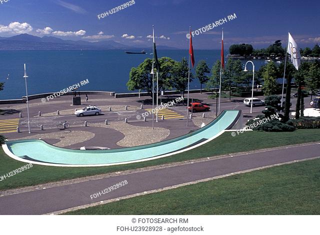 olympics, Lausanne, Ouchy, Switzerland, Vaud, Lac Leman, Le Parc Olympique along Lake Geneva in Lausanne near the Olympic museum