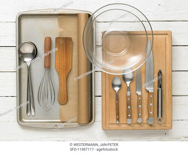 Kitchen utensils for preparing asparagus salad