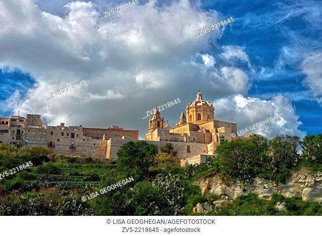 St Peters's And St Paul's Cathedral And The City Walls, Mdina, Malta