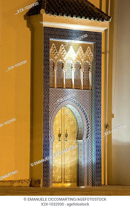 Ornate bronze doorway, Royal Palace, Fez el-Jedid, Fez, Morocco