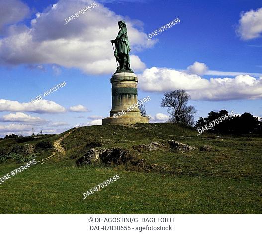 Statue of the Gallic tribal leader Vercingetorix (Vercingetorixs), created by Aisse' Millet and commissioned by Napoleon III in 1865 at Alesia...