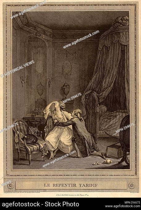 Author: Ferdinand Levillain. Tardy Repentance - Ferdinand Levillain (French, 1837-1905) after Nicolas Lavreince (Swedish, 1737-1807). Etching on paper