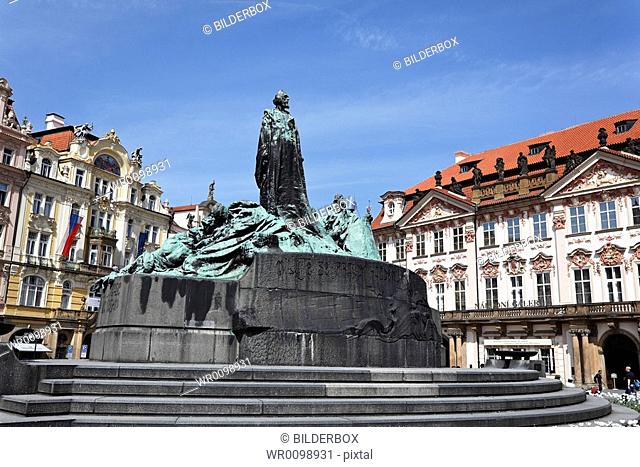 Prague, Old Town Square, Jan Hus Monument, the Czech Republic