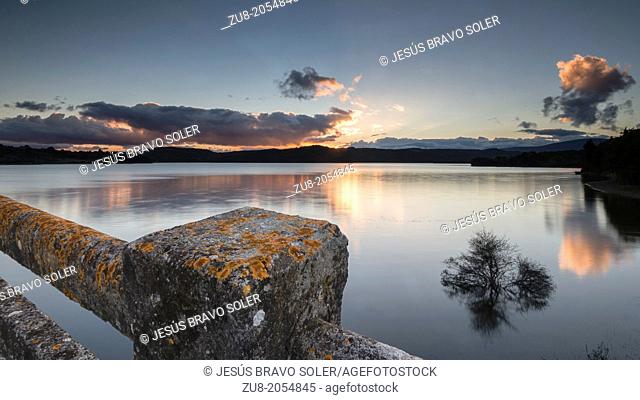 View Urrunaga reservoir at sunset, from a place next to legutiano, Alava (Spain)