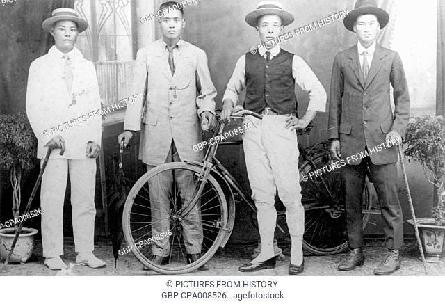 Thailand Four prosperous Phuket businessmen, all of Chinese ethnic origin, pose in a studio photograph, 1939