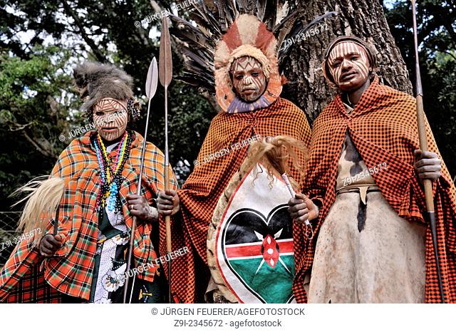 Traditional garment and war paint of the Kikuyu tribe in Kenya