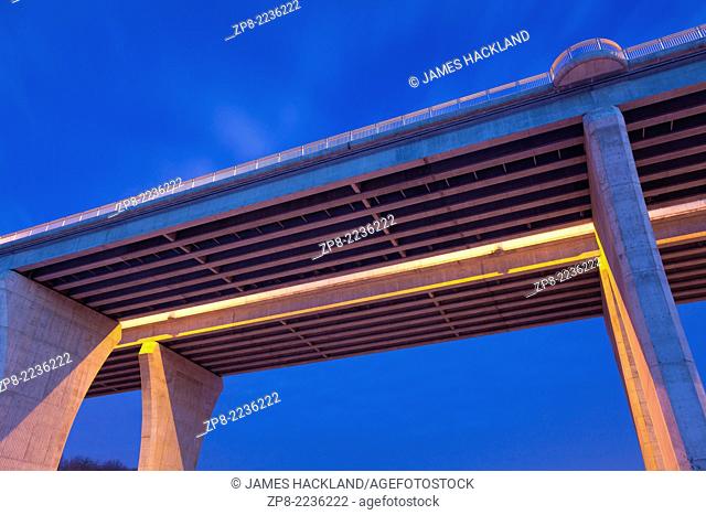 A detail shot from underneath the Dundas St viaduct (bridge) that spans the Lions Valley and 16 Mile Creek. Oakville, Ontario, Canada