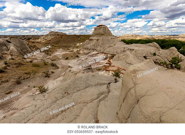 The Badlands in the Prairie of Alberta in Canada