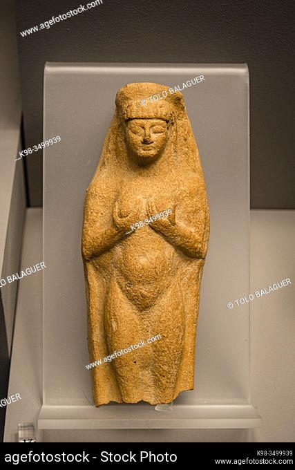 Small plaque in the shape of a female, from Tharros, clay, 6th-5th cent. BCE, Cagliari museo archeologico nazionale, The Coliseum , Rome, Lazio, Italy