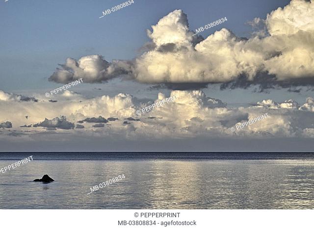 Beach, sea, stone scrap, heaven,  Clouds, twilight,  Series, clouded sky, cloudy, clouds horizon water boundlessly nature, landscape, dusk, concept, loneliness