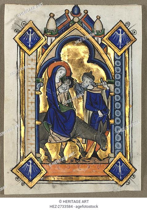 Leaf Excised from a Psalter: Flight Into Egypt, c. 1260. Creator: Unknown