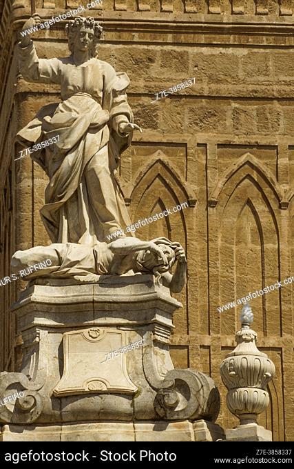 Saint Rosalia Monument. Detail. Saint Rosalia is the patron saint of Palermo. Palermo Cathedral Square, Palermo, Sicily, Italy, Europe