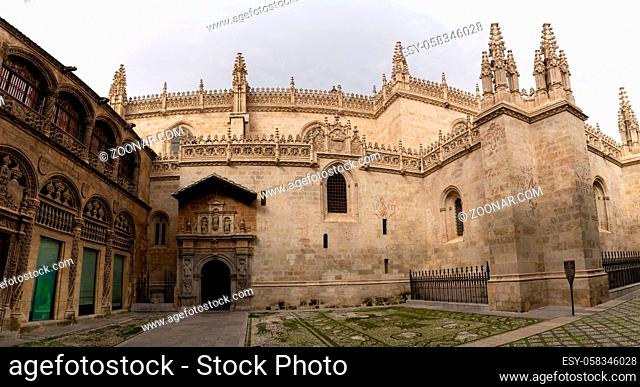Granada, Spain - 4 February, 2021: view of the cathedral in the city center of Granada