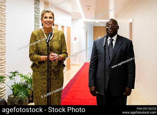 Queen Maxima of The Netherlands and vice-president Tiemoko Meyliet Kone at the office of the vice-president in Abidjan, on June 14, 2022