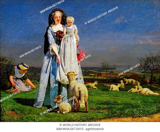 The Pretty Baa-Lambs by Ford Madox Brown (1821-1893) (1821-1893) English painter of moral and historical subjects, known for his Hogarthian version of the...
