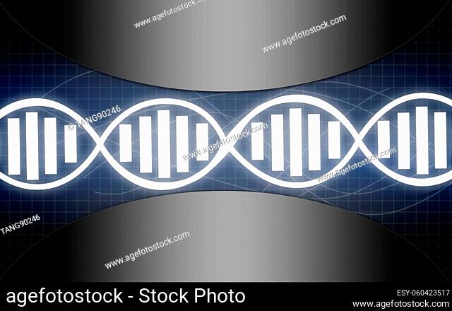 DNA structure with blue glow light, 3D rendering